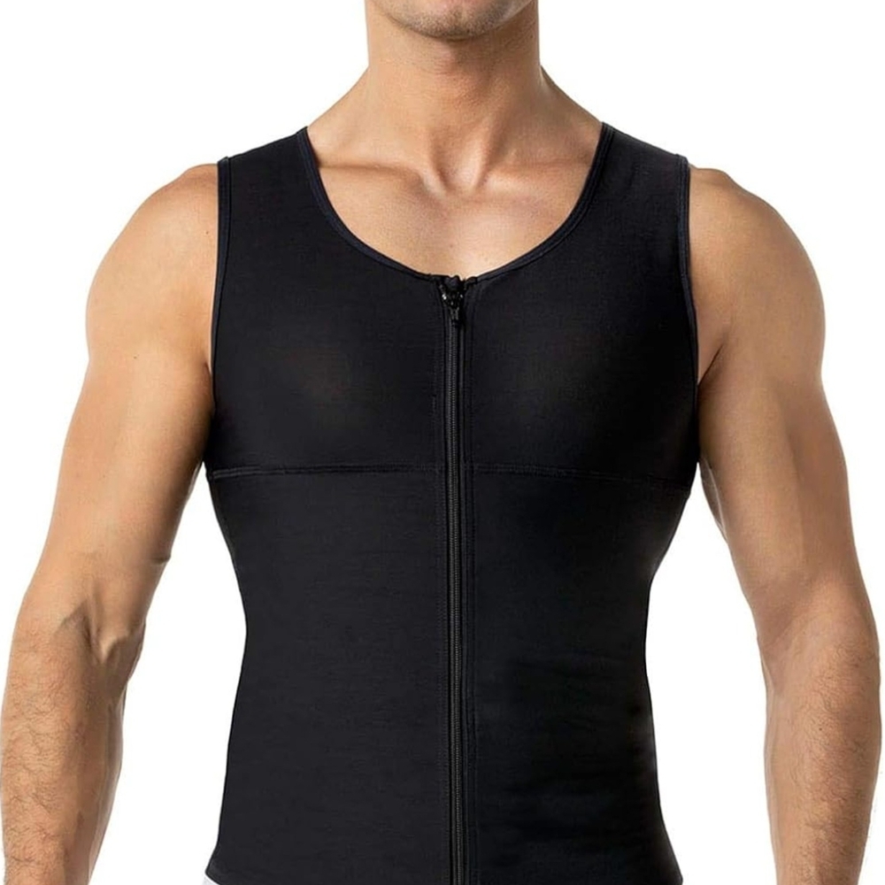 Men's Black Zip-Up Tank Top